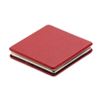 Square pocket mirror with magnetic closure red colour