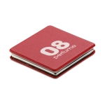 Square pocket mirror with magnetic closure red colour main view