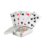 Deck of cards in a metal box for all poker fans matt silver colour fourth view