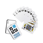 Deck of cards in a metal box for all poker fans matt silver colour view with print area