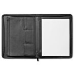 Writing case, recycled leather with compartments and memo pad black colour third view