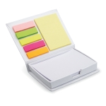 Note box with sticky notes and coloured markers white colour fourth view