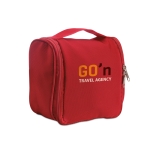 Large polyester toiletry bag for travel red colour third main view