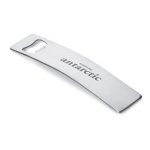 Elegant curved bottle opener, stainless steel matt silver colour main view