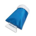 Ice scraper with sheep's wool glove blue colour