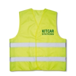 Neon-coloured safety vest with reflector stripes yellow colour main view