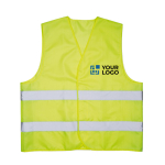 Neon-coloured safety vest with reflector stripes yellow colour view with print area