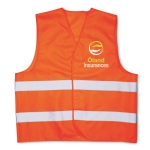 Neon-coloured safety vest with reflector stripes orange colour main view