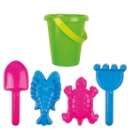 Beach set for children. bucket, shovel, rake and 2 sand molds multicolour colour