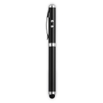 Ballpoint pen with laser pointer, LED light and stylus black colour fourth view