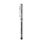 Ballpoint pen with laser pointer, LED light and stylus black colour view with print area