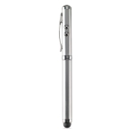 Ballpoint pen with laser pointer, LED light and stylus matt silver colour seventh view