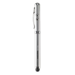 Ballpoint pen with laser pointer, LED light and stylus matt silver colour main view