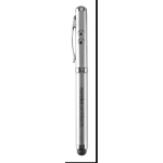 Ballpoint pen with laser pointer, LED light and stylus matt silver colour main view