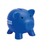 Piggy bank in many colours for saving, PVC blue colour view with print area