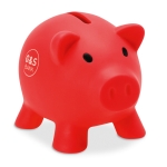 Piggy bank in many colours for saving, PVC red colour third main view