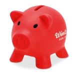 Piggy bank in many colours for saving, PVC red colour main view