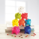 Piggy bank in many colours for saving, PVC white colour second ambient view 2