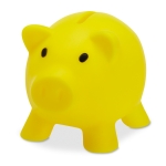 Piggy bank in many colours for saving, PVC yellow colour