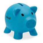 Piggy bank in many colours for saving, PVC turquoise colour main view