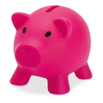 Piggy bank in many colours for saving, PVC fuchsia colour