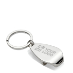 Keyring with metal bottle opener in an elegant design view with print area