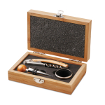 Elegant, 3 piece wine set in bamboo box for gifting wood colour