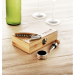 Elegant, 3 piece wine set in bamboo box for gifting wood colour second ambient view 2