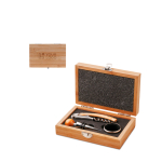 Elegant, 3 piece wine set in bamboo box for gifting wood colour view with print area