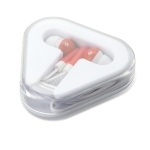 Affordable headphones with cable in a printable case red colour