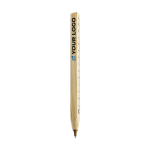 Wooden ballpoint pen with blue ink and ruler on the side wood colour view with print area