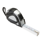 Black and silver 3 metre tape measure with clip and loop black colour