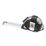 Black and silver 3 metre tape measure with clip and loop black colour third view