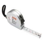 2 metre tape measure made of ABS in a silver housing matt silver colour main view