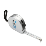 2 metre tape measure made of ABS in a silver housing matt silver colour view with print area