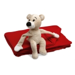 Fleece blanket with a teddy bear for children red colour second view