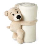 Fleece blanket with a teddy bear for children white colour