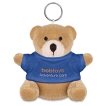 Keyring with teddy bear as a printable promotional gift blue colour main view