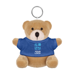 Keyring with teddy bear as a printable promotional gift blue colour view with print area