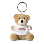 Keyring with teddy bear as a printable promotional gift white colour main view