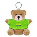 Keyring with teddy bear as a printable promotional gift lime colour main view