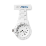 White nurse lapel watch white colour main view