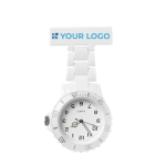 White nurse lapel watch white colour view with print area