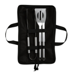 3-piece grill set, stainless steel in a black non-woven bag black colour