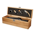 Elegant wine set made of bamboo, with 4 wine accessories wood colour