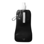 Foldable bottle made of BPA-free PET with carabiner, 480 ml black colour