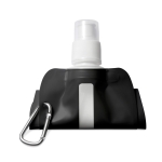 Foldable bottle made of BPA-free PET with carabiner, 480 ml black colour third view