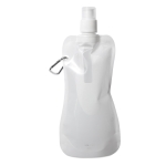 Foldable bottle made of BPA-free PET with carabiner, 480 ml white colour second view