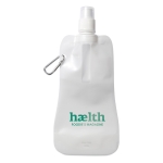 Foldable bottle made of BPA-free PET with carabiner, 480 ml white colour main view