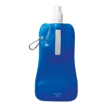 Foldable bottle made of BPA-free PET with carabiner, 480 ml transparent blue colour